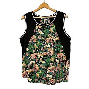 Tank Top Junior's Size XXL Xhilaration Tropical Black White Sleeveless Pull Over